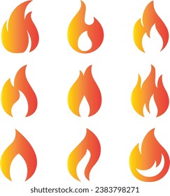 Fire icon vector set orange color