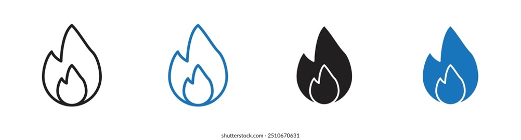 Fire icon Vector set outline