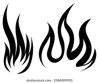 Fire icon vector set. Fire sign pictogram logotype. Fire flame icon isolated on white background. Burning fire silhouettes decoration element. Flame vector. 