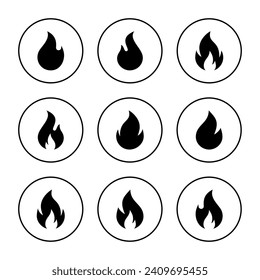 Feuersymbol, Vektorgrafik. Feuerzeichen und Feuerzeichen