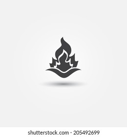 Fire icon - vector simple abstract fire flame symbol
