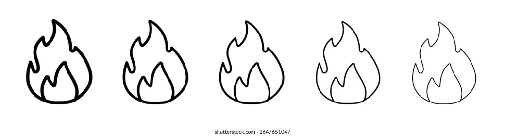fire icon vector thin outline style sign