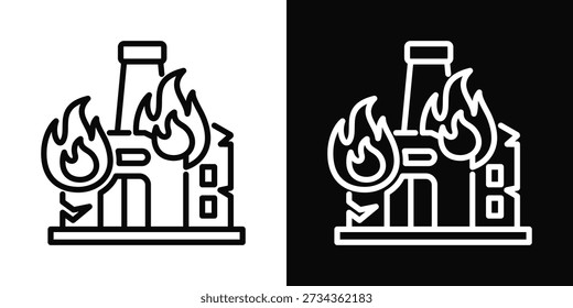 Feuer-Symbol weißer und schwarzer Hintergrund Stil