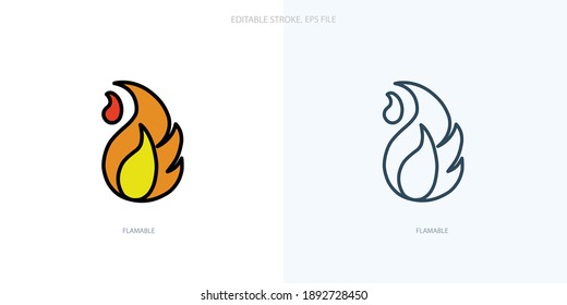Fire icon for your website, logo, app, UI, product print. Fire concept flat Silhouette vector illustration icon. Editable stroke icons set