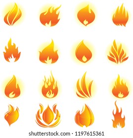 fire icons collection flat