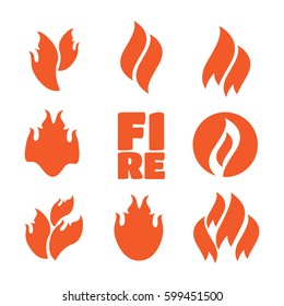 Fire icons, fire flame illustration set