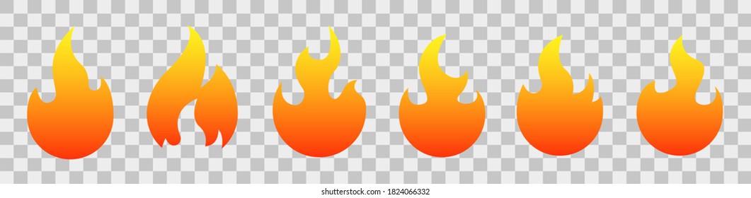 Fire icons. Flame set vector illustration