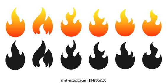 Fire icons. Flame set vector illustration