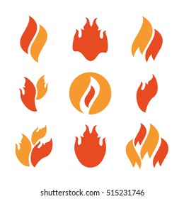 Fire icons, fire flame vector illustration set