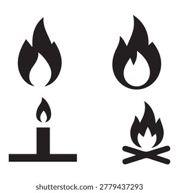 Fire icons: flames candle campfire with campfire combustion ignition emergency fireplace conflagration incendiary incinerate conflagrate