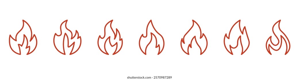 Fire  icons .Fire icon collection.Flat  style.Vector illustration.
