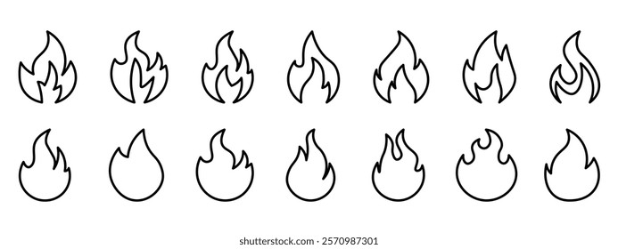Fire  icons .Fire icon collection.Flat  style.Vector illustration.
