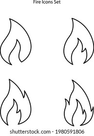 iconos de fuego aislados en fondo blanco. símbolo de fuego de línea delgada contorno lineal para logotipo, web, app, UI. símbolo de fuego simple.