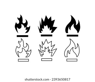 Fire icons. Linear, fire set for design, isolated fire icons. Vector icons