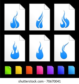 Fire Icons on Colorful Paper Document Collection Original Illustration