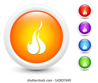 Fire Icons on Round Button Collection Original Illustration