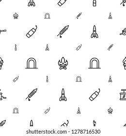 fire icons pattern seamless white background. Included editable outline fireworks, bonfire, dynamite, firework, siren, rocket, torch, cannon icons. fire icons for web and mobile.