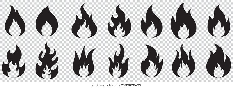 Fire icons set. Burning symbol. Fireball sign.  fire warning sign  . 1176