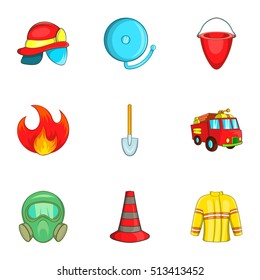 Fire icons set. Cartoon illustration of 9 fire vector icons for web