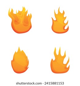 Fire icons set cartoon vector. Hot flaming element. Bonfire, campfire