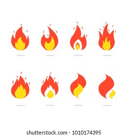 Fire Icons Set. Colorful Flames in the Flat Style,Icon Ilustration