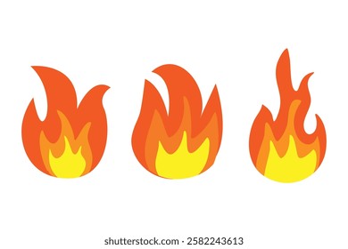 Fire icons set. Fire flame symbol set. Vector illustration
