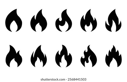 Fire icons set. Fire flames, set vector icons