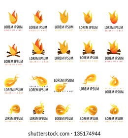 Fire Icons- Set - Isolated On White Background - Vector Illustration, Graphic Design Editable For Your Design. Fire Logo