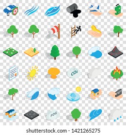 Fire icons set. Isometric style of 36 fire vector icons for web for any design