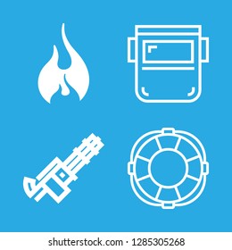 fire icons set with machine gun, rescue and welder vector set