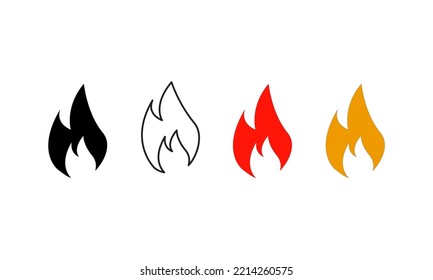 Fire icons set on white background . Fire flame icon template. flat style - stock vector.	
