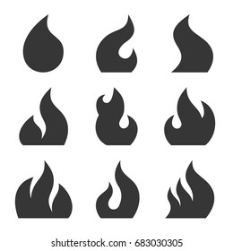 Fire Icons Set on White Background. Vector