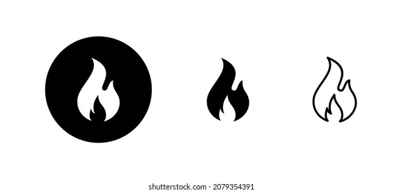 Fire icons set. fire sign and symbol