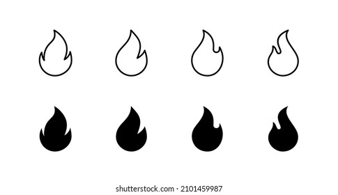 Fire icons set. fire sign and symbol