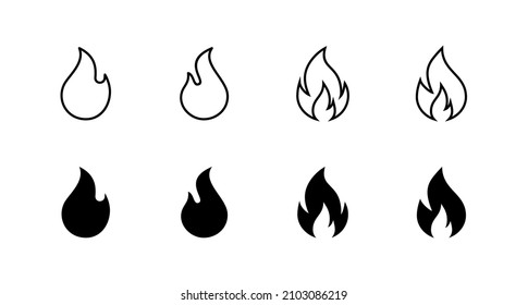 Fire icons set. fire sign and symbol