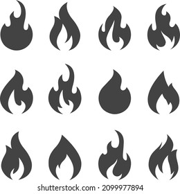 Fire icons set simple black and white