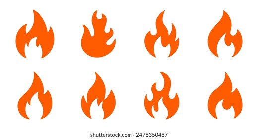 Conjunto de iconos de fuego. Conjunto de símbolos de fuego. Ilustración vectorial.