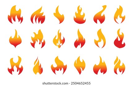 Fire icons set. Fire symbol set. Vector illustration.