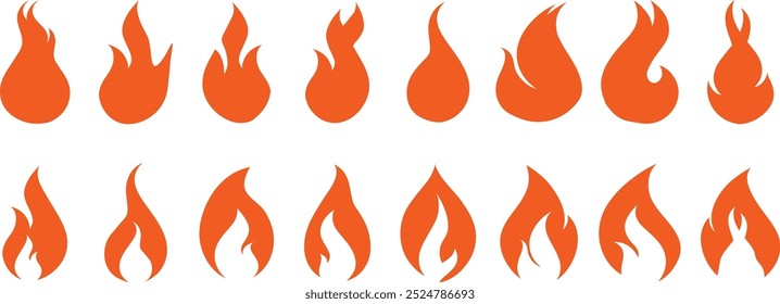 Conjunto de iconos de fuego. Conjunto de símbolos de fuego. conjunto de iconos de vectores de fuego. señal de advertencia de fuego.