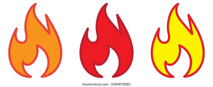 Fire icons set. Fire symbol set. Vector illustration.