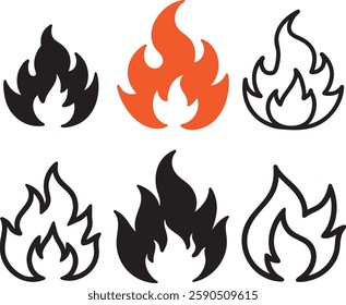 Fire icons set. Fire symbol set. Vector illustration.