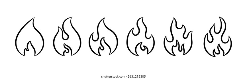 Fire icons set. Fire symbol set. Vector illustration