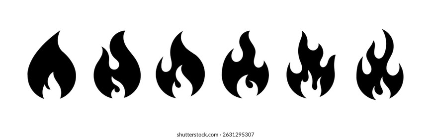 Fire icons set. Fire symbol set. Vector illustration