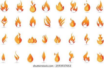 Fire icons set. Fire symbols. Vector illustration.