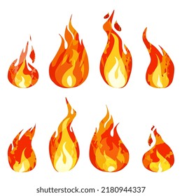 Feuersymbole auf Vektorgrafik einzeln auf weißem Hintergrund