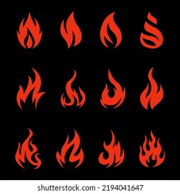 Feuersymbole Set. Vektorgrafik