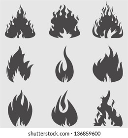 Fire icons set.Vector