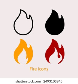 Fire icons, sign, symbol, logo vector illustration design.