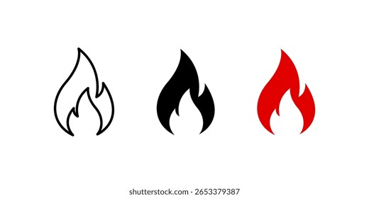 Iconos de fuego. Iconos de fuego en estilo simple