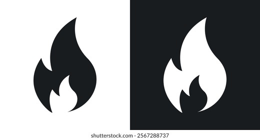 Fire icons in solid black and white colors